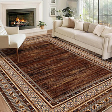 Modern Solid Area Rug Washable Non-Slip Floor Carpet Living Room Red Brown picture