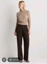 Quince Wide-leg Pleated Pants Brown Size 2 Trousers Career Effortless picture