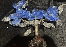Vintage MCM  Venetian Art Glass Sculpture  Floral Pressed Leaves with Wire picture