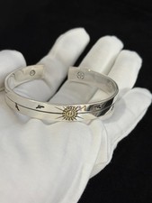Goro's Punk Rock Open Cuff Bracelet Sun Totem Gold Inlay Polished Silver Unisex  picture