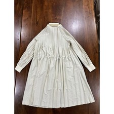 Pleats Please Issey Miyake Ivory Pleated Zip Front Long Coat Size 2 picture