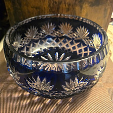 This item is a vintage cobalt blue cut-to-clear lead crystal bowl. Poland. picture