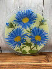 Vintage Sydenstricker Signed Fused Art Glass Blue Daisy Floral Plate Cape Cod picture