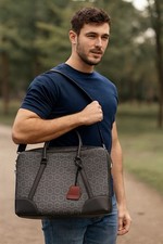 #409 Salvatore Ferragamo Travel Gancini Print Leather Briefcase RETAIL $1650 picture