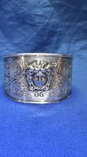 Vintage Gianni Versace 925 Sterling Silver Baroque Medusa Wide Cuff Bracelet 46g picture