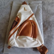 Loulo Tan/Brown Shoulder Sling Backpack Adj Padded Shoulder Strap Zipper Pockets picture