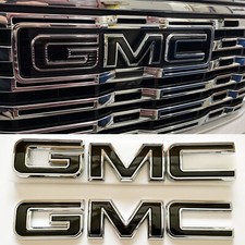 2020-2025 GMC Sierra 1500 2500HD 3500HD Front & Rear Emblems Chrome Black picture