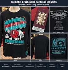 Mitchell & Ness Memphis Grizzlies Hardwood Classics Long Sleeve Shirt L picture