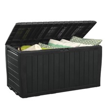 Resin Deck Box 71 Gallon Storage Outdoor Patio Graphite Keter Marvel Plus Throw picture