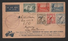 AUSTRALIA PAPUA & NEW GUINEA 1934 FIRST OFFICIAL ROUND TRIP AIR MAIL MIXED FRANK picture