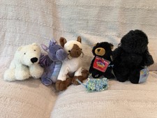 Webkinz Lot (5) Bears, Cat, Dragon, Dog, Plush Stuffed Animals 2 Codes picture