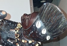 Vintage Hand Carved African Wooden Warrior Woman Statue 26
