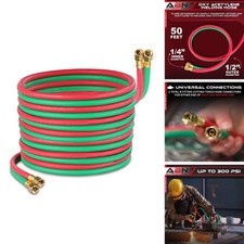 ABN 50ft x 1/4in B Fitting Oxy Acetylene Twin Cutting Torch Welding Hose picture