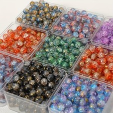 300Pcs Mixed Color Crackle Glass Beads for DIY Bracelet Necklace Jewelry Making picture