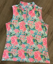 Lulu B 1/4 Zip Top Size Small Multi Topical 
