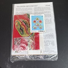 Design Works Cross Stitch Ornament Kit FLOWERS #5468 Joan Elliott Makes 6 ct NEW picture