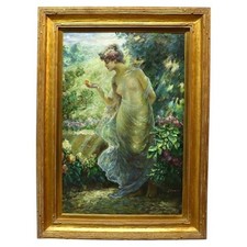 Vintage Neoclassical O/C Master Copy After Fowler’s “Nymph & Butterfly