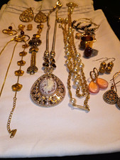 Women's Mixed Lot Jewelry Necklaces Earrings Rings Bracelets Gold Pearl picture