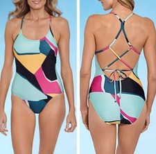 NWT $74 Xersion One Piece Bathing Suit Classic Swimsuit Medium Coverage Large picture