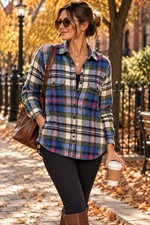 Madewell 1937 Plaid Flannel Shirt M Blue Green 100% Cotton Side Pockets 2015 picture