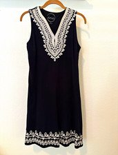 INC International Concepts Black White Jersey Shift Dress V-Neck Sleeveless M picture