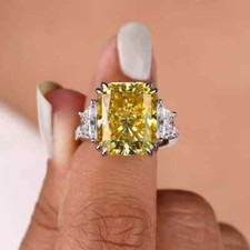 Certified 8.00 Ct Lovely Treated Champagne Diamond Solitaire Ring In 925 Silver picture