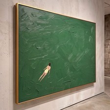 Minimalist Green Pool Water Large Canvas Decor, Hand Painted Knife Oil Painting picture