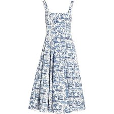 Staud Women's Wells A-Line Sleeveless Midi Dress, China Blue Toile picture