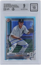 Spencer Torkelson Tigers Signed 2021 Bowman 1st Edition #BFE-96 BAS 9/10 Card picture