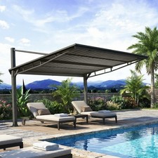 Domi 12'x10'Metal Gazebo,Freestanding Hardtop Canopy for Patio&Poolside,Grey picture