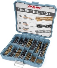 Hi-Spec 130pc SAE Drill Bit Set HSS Titanium Bits for Metal Wood Plastic picture