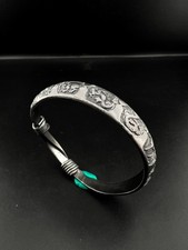 Vintage Chinese Silver Dragon Bangle Bracelet, Two-Headed Dragon Cuff picture
