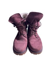 Timberland Jayne Women Boot Size 9 Burgundy Fleece Lined Fold down Waterproof . picture