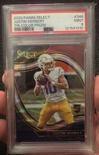 2020 Panini Select - Field Level Justin Herbert Tri-Color Prizm /75 (RC) PSA 9 picture