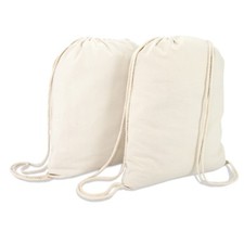 DALIX Canvas Drawstring Bag String Backpack Gym Mens Womens 2 Pack picture