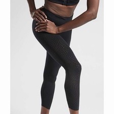Athleta Black Mid Rise Velocity Laser Cut Capri Leggings XSP picture