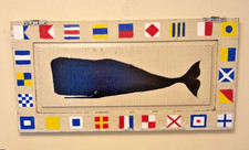 FOLK ART Whale painting Maritime nautical Coastal Decor Artist J Onion Nantucket picture