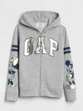 Gap Kids Disney Mickey Minnie Mouse Zip Hoodie Gray Metallic S 6 7 Jacket picture