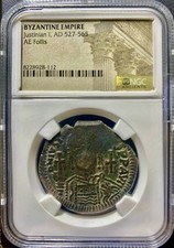 Large Byzantine Coin 527-565 AD Justinian I NGC Certified Ancient Follis Genuine picture