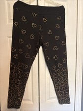 Disney Parks Bronze Belle Leggings Mickey Ear Logo Size L EUC picture