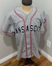 Vintage Kansas City Monarchs  Ebbets Field Flannels Gray Wool Jersey Men Lg picture