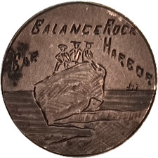 Pictorial Love Token Souvenir Pin Balance Rock Bar Harbor Sailor Kids Children picture