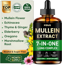 Fidus Mullein Drops 7-Herb Lung & Lymphatic Support Respiratory Detox 4 Fl Oz picture