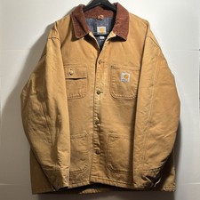 Carhartt Chore Coat Blanket Lined Workwear Jacket Firm Duck Canvas Brown Mens XL picture