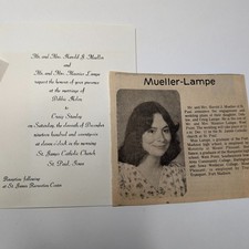 1976 St Paul Iowa Wedding Invitation Mueller Lampe Newspaper Clipping Genealogy picture