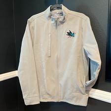 Antigua Men's Gray NHL Sharks Logo Full Zip Long Sleeve Mock Neck Jacket Size M picture