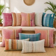 Kantha Pillow Cover 5 Pcs Vintage Indian Cotton Boho Cushion Case Handmade Decor picture