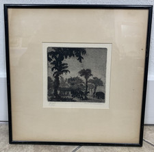 Etching Fritz Silberbauer (1883-1974)  Prehistoric Times with Mammoths 12