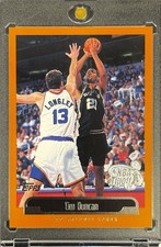 TIM DUNCAN RARE 1999 ORANGE BORDER TOPPS NBA TIPOFF INVESTMENT CARD SPURS MINT picture