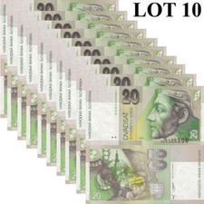 Slovakia 20 Slovenskych Korun 1999 P 20d UNC 1/10 Bundle Lot 10 pcs picture